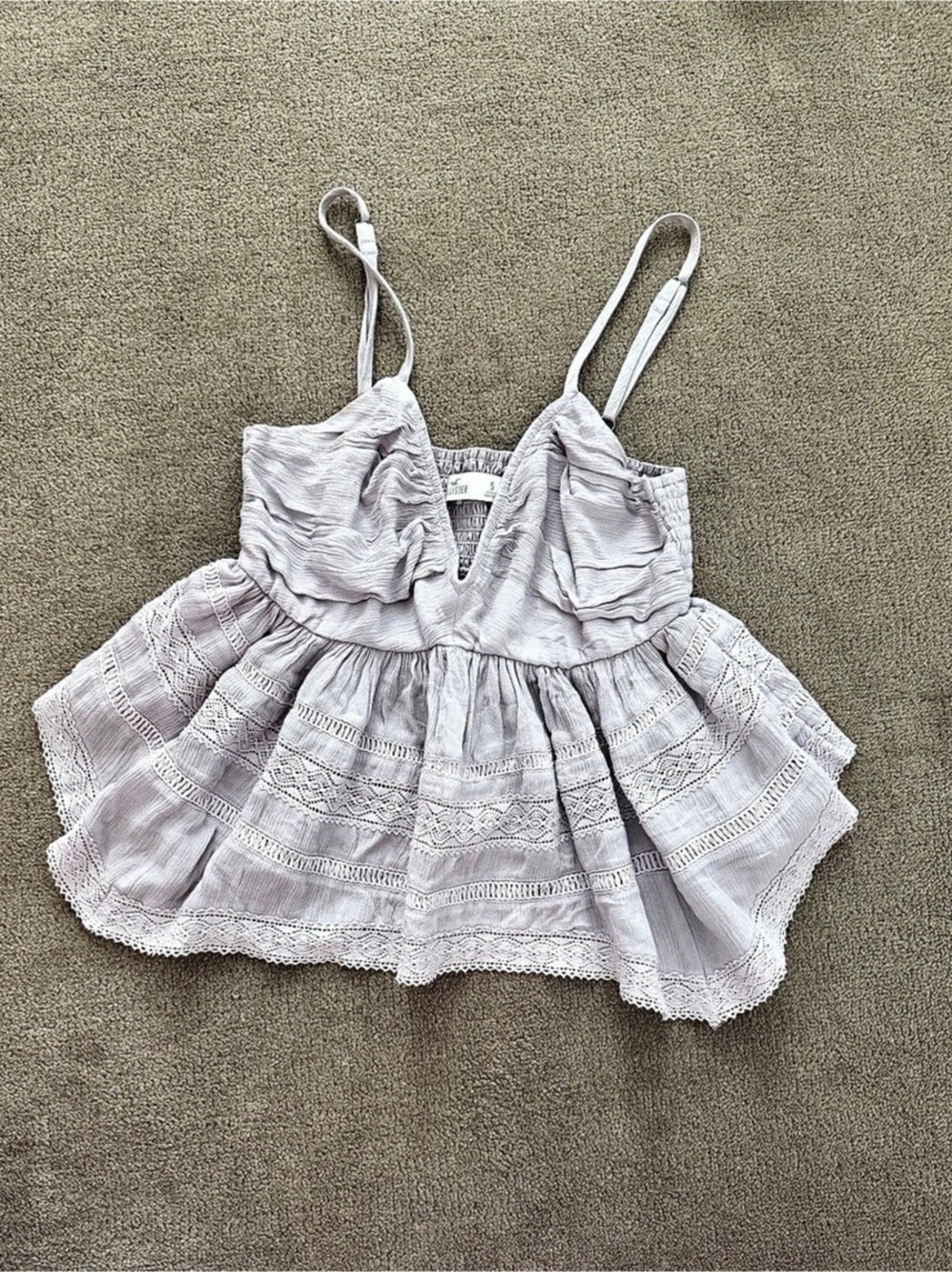Hollister Eyelet babydoll peplum top